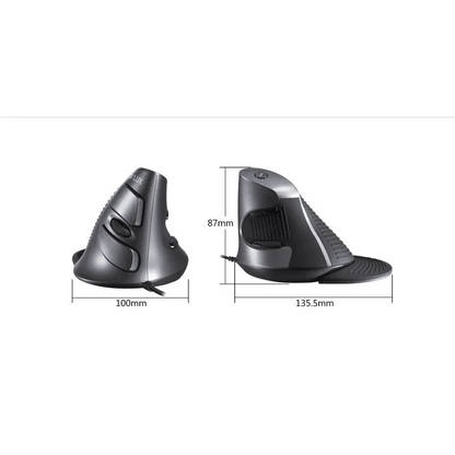 Black Ergonomic Design Office Vertical Mouse 6 Buttons 600/1000/1600 DPI Right Hand Mice With Wrist Mat Better Performance Mouse For PC Desktop Laptop