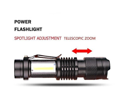 Built in battery XP-G Q5 Zoom Focus Mini led Flashlight Torch Lamp Lantern 2000 Lumen Adjustable Penlight Waterproof T6 light  Focus IP65 Water-Resistant Portable for Indoor and Outdoor Camping Hiking