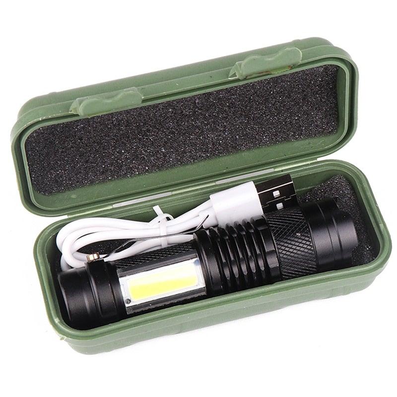 Built in battery XP-G Q5 Zoom Focus Mini led Flashlight Torch Lamp Lantern 2000 Lumen Adjustable Penlight Waterproof T6 light  Focus IP65 Water-Resistant Portable for Indoor and Outdoor Camping Hiking