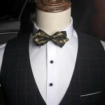 Business Black Golden Butterfly Men Bowtie Luxury Double Layer Pointed Classic Bow Tie Lovely Men Gift For Office And Meetings
