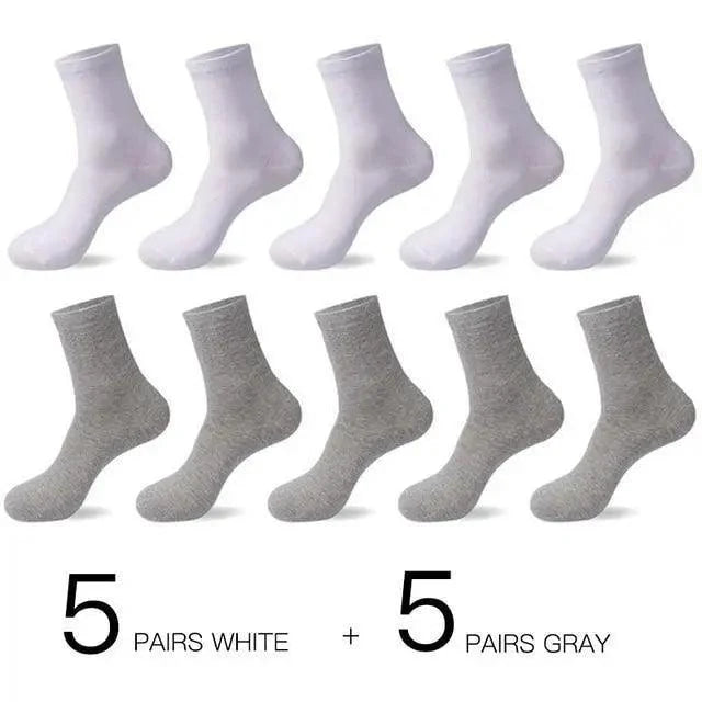 Business Simple White Cotton Socks 10 Pairs Men Breathable Socks Spring Summer Socks for Men Heavy Duty Reinforced Cotton Socks For Men