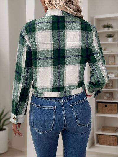 Dark Green Button-Up Jacket Trendy & Chic Outerwear with Bow & Pockets Cute Elegant Girls Jacket