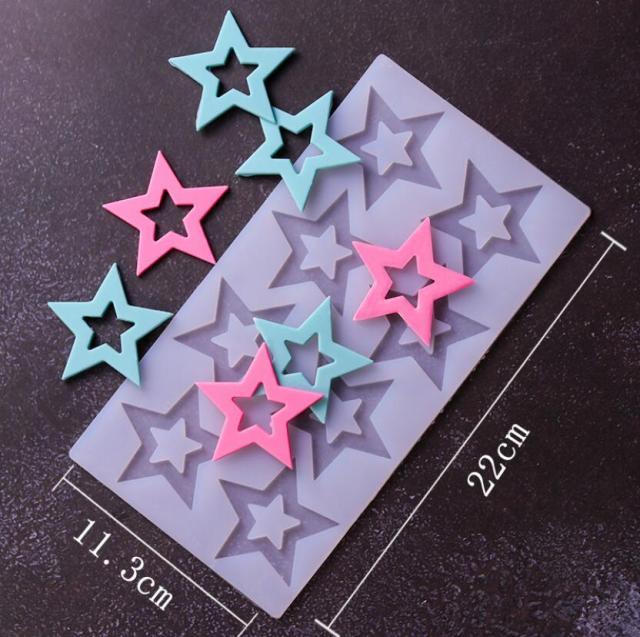 Cake Decorating Tools 3D Star Shape Silicone Mold Cupcake Chocolate Mould Decor Muffin Pan Baking Star Silicone Fondant Mold Flexible Molds Star Chocolate Mold For Dessert Candy Cupcake Topper