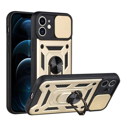 Camera Protection Shockproof Armor Case For iPhone 12 13 14 Pro Max Cover Men Cool  Woman Camera Cover And Stand Sliding Lens Protection Rotating Ring Mount  Shock Resistant Shockproof Protective Bumper