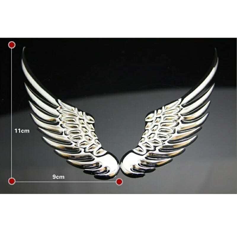 Car Stickers Metal 3D Double-sided Tape Stick 1 Pair Gold Sliver Wing Decals Decorations Emblem Logo Badge Bumper Trunk Tailgate Window Angel Wings Emblem 3D Metal Car Auto Symbol Motorcycle Car Styling Tools Accessories