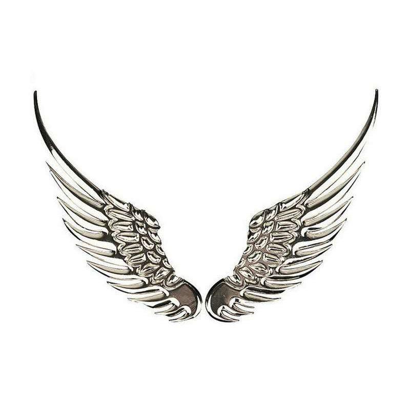 Car Stickers Metal 3D Double-sided Tape Stick 1 Pair Gold Sliver Wing Decals Decorations Emblem Logo Badge Bumper Trunk Tailgate Window Angel Wings Emblem 3D Metal Car Auto Symbol Motorcycle Car Styling Tools Accessories