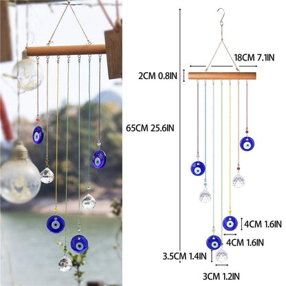 Chakra Energy Clear Crystal Ball Sun-catcher Turkish Window Prisms Blue Evil Eye Light Catching Wind Chimes For Office Decor Home Garden Hanging Decoration Showpiece Lucky Gift