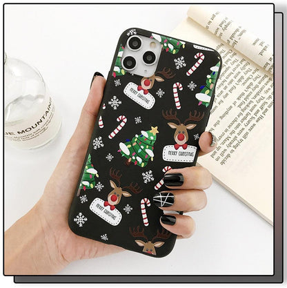 Christmas Beautiful Santa Phone Case For iPhone 13 14 12 11 Pro Max Mini 14Plus Soft Silicone Cover Christmas Silicone Mobile Phone Case Protective Case Comfortable Case for iPhone