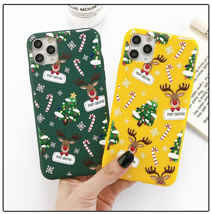 Christmas Beautiful Santa Phone Case For iPhone 13 14 12 11 Pro Max Mini 14Plus Soft Silicone Cover Christmas Silicone Mobile Phone Case Protective Case Comfortable Case for iPhone