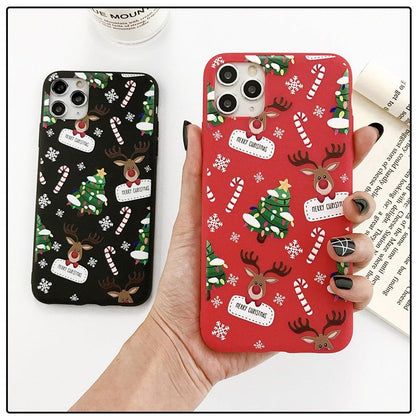Christmas Beautiful Santa Phone Case For iPhone 13 14 12 11 Pro Max Mini 14Plus Soft Silicone Cover Christmas Silicone Mobile Phone Case Protective Case Comfortable Case for iPhone