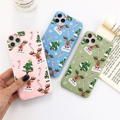 Christmas Beautiful Santa Phone Case For iPhone 13 14 12 11 Pro Max Mini 14Plus Soft Silicone Cover Christmas Silicone Mobile Phone Case Protective Case Comfortable Case for iPhone