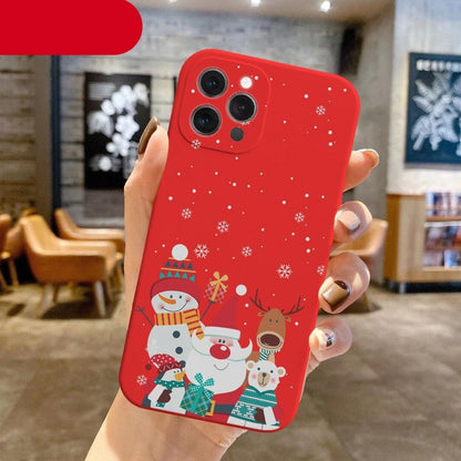 Christmas Pattern Design Red Silicone Phone Cover Anti-Scratch Soft Slim Bumper Shockproof Protective Case Shockproof Phone Case For iPhone 13 14 Pro Max Merry Christmas Candy Silicone Bumper Cover