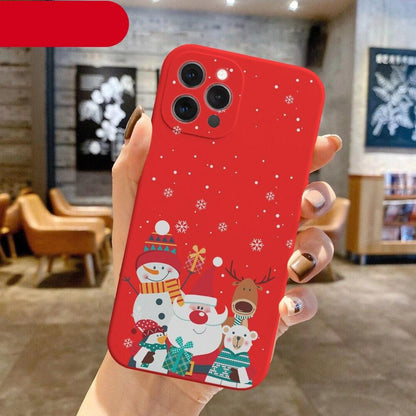 Christmas Pattern Design Red Silicone Phone Cover Anti-Scratch Soft Slim Bumper Shockproof Protective Case Shockproof Phone Case For iPhone 13 14 Pro Max Merry Christmas Candy Silicone Bumper Cover