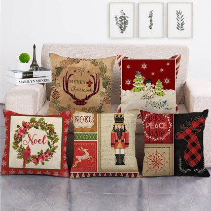 Christmas Pillowcase Sofa Cushion Cover Christmas Pillow Covers Merry Christmas Series Santa Claus Snowman With Xmas Gift Decorations Throw Pillow Linen Pillow Case 45x45CM