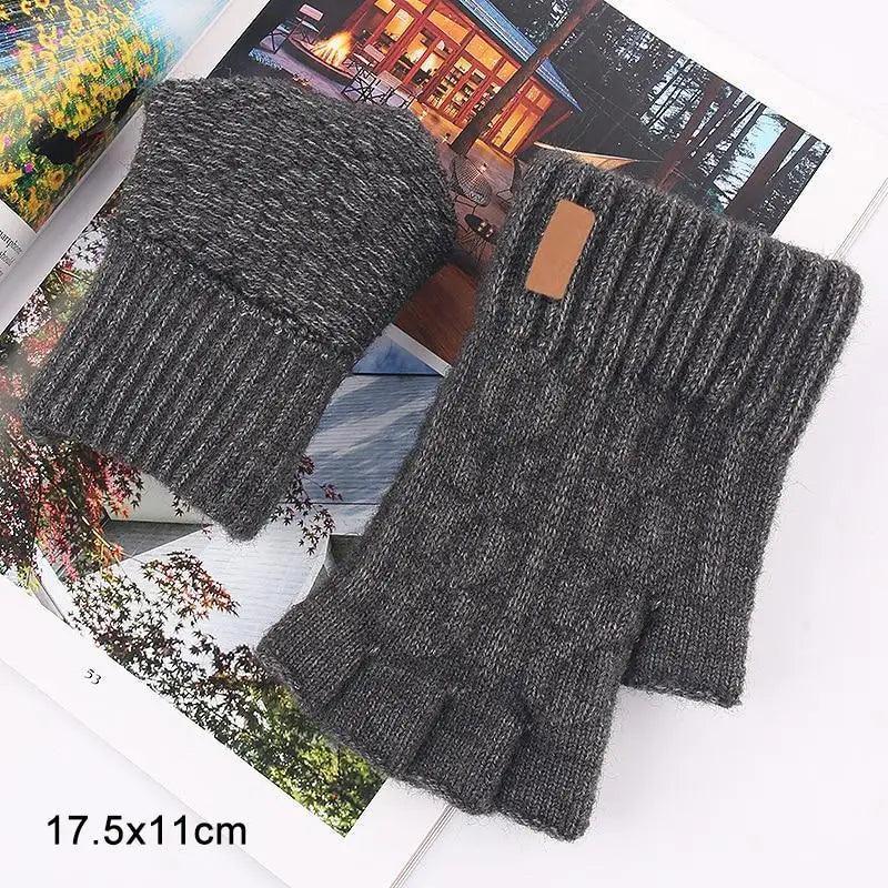 Classic Knitted Fingerless Winter  Unisex Outdoor Gloves For Men Women Retro Soft Unisex Stretch Elastic Warm Half Finger Cycling Gloves