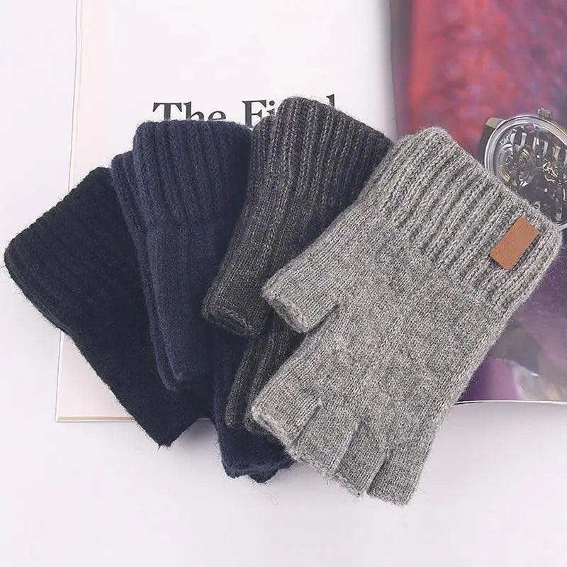 Classic Knitted Fingerless Winter  Unisex Outdoor Gloves For Men Women Retro Soft Unisex Stretch Elastic Warm Half Finger Cycling Gloves