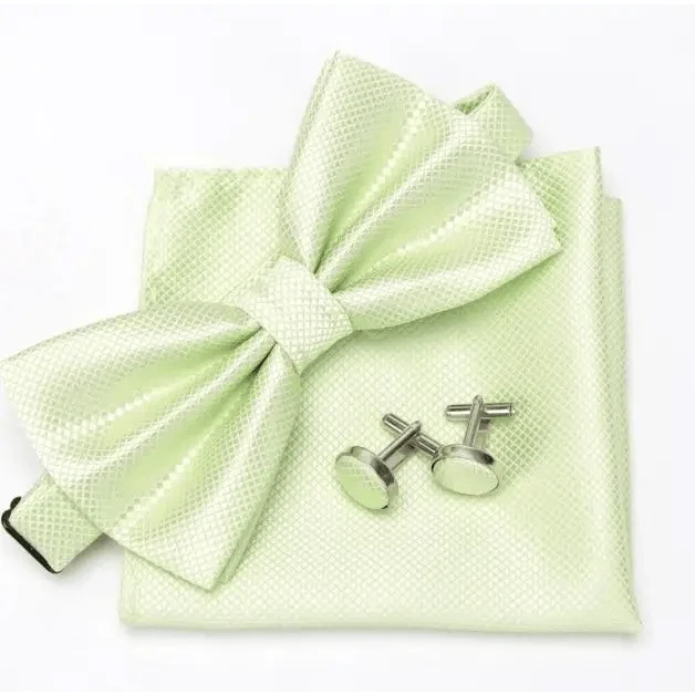 Classic Men Bowtie  Cufflinks Set Casual Men's Fashionable Style Solid Color Bowties Elegant Accessories
