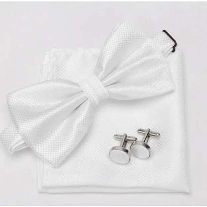 Classic Men Bowtie  Cufflinks Set Casual Men's Fashionable Style Solid Color Bowties Elegant Accessories