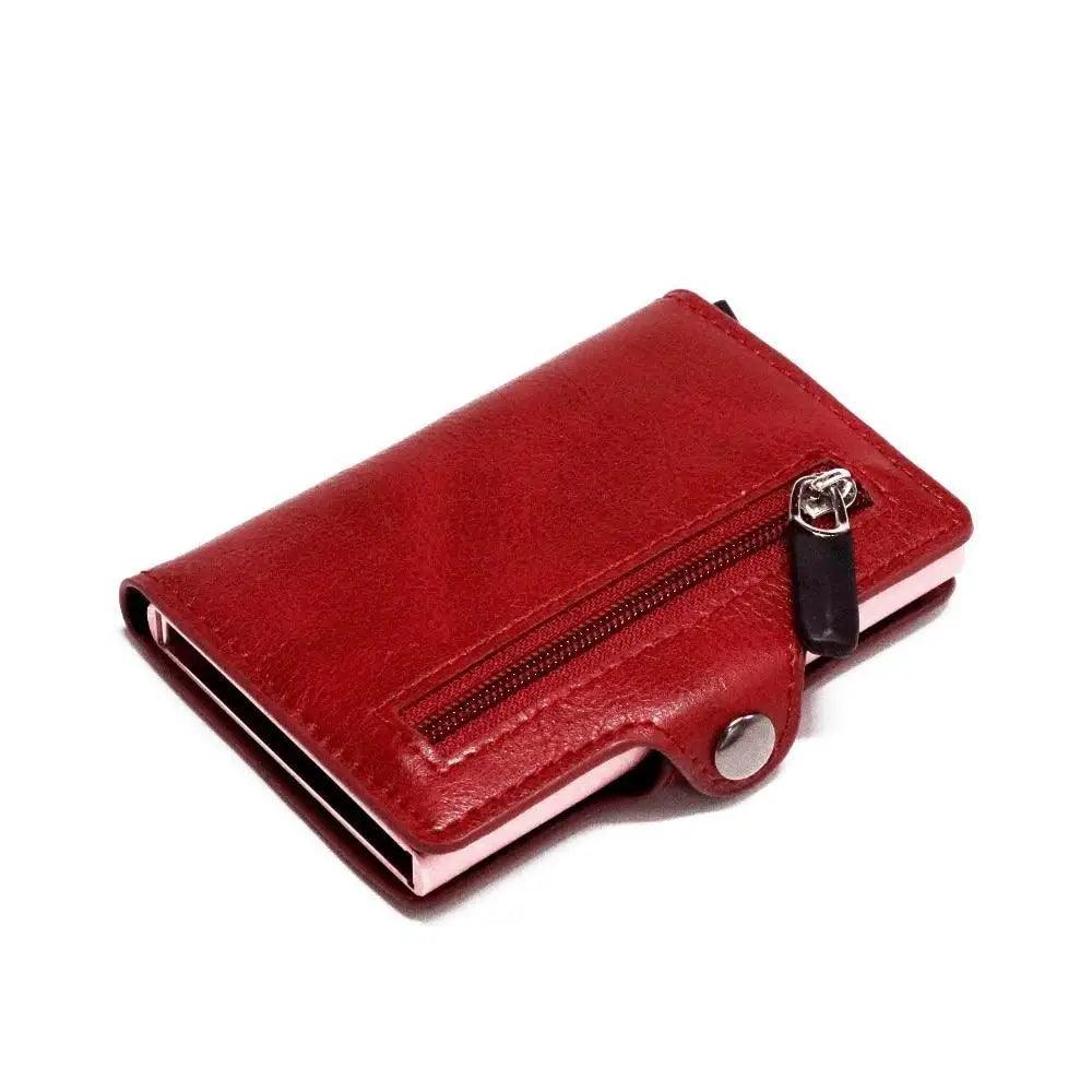 Classic Multifunction Automatic Aluminum Alloy Leather Credit Card Holder Retro New Pop-Up Card Ejector Business Wallets For Men