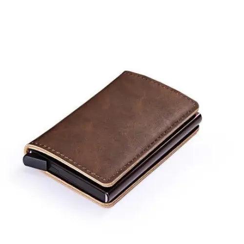 Classic Multifunction Automatic Aluminum Alloy Leather Credit Card Holder Retro New Pop-Up Card Ejector Business Wallets For Men