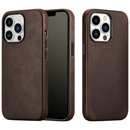Classic Simple Brown Black Shockproof Drop Proof Phone Case Protective Genuine Leather Case for iPhone 13 Pro Max Business Case for iPhone 13 Mini Classic Magnetic Charging Phone Back Cover