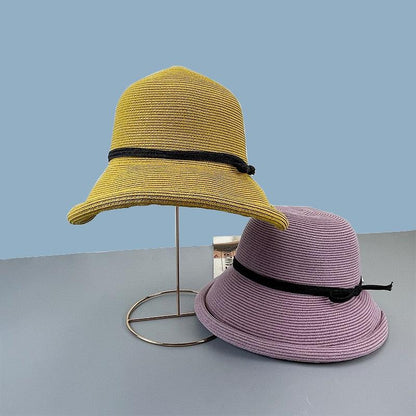 Classic Style Straw Hat Women Foldable Traveling Summer Women's Big Sun Hat Vintage Design Wide Side Straw Hat Female Summer Beach Hat Holiday Party Cap 56-58CM