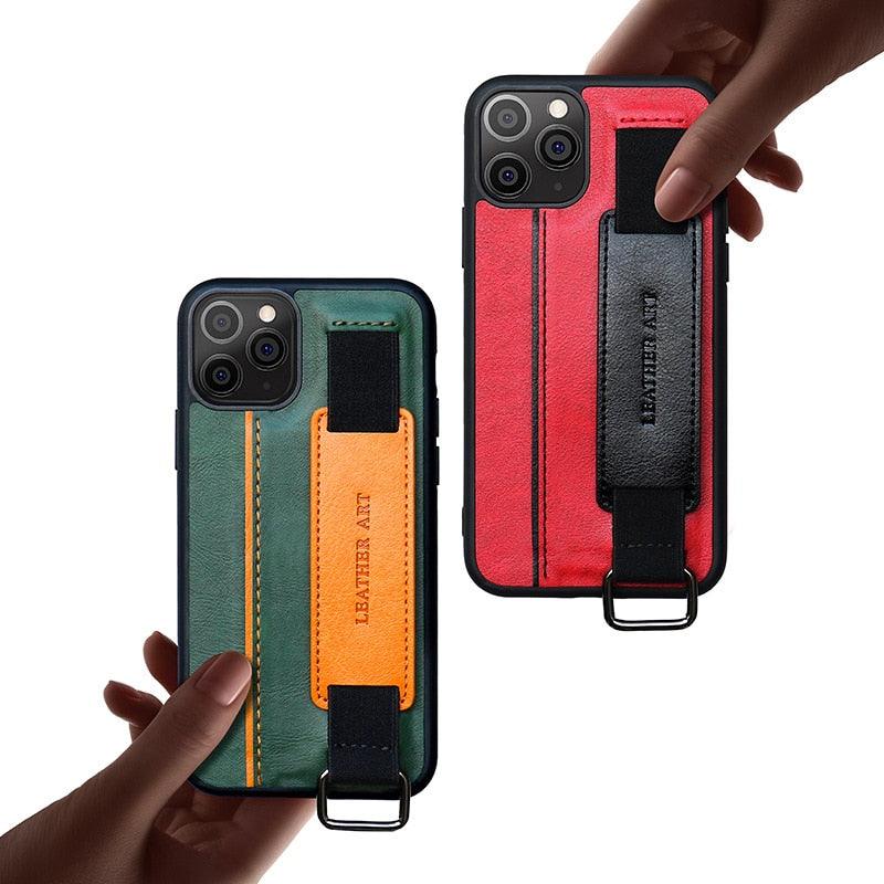 Classic Vintage Design Leather Belt Style With Strap Case for iPhone 14 13 12 Mini 11 Pro Max XS XR Max 8 7 6S Plus PU Leather Wristband Card Holder Full Cover Business Simple Iphone Case For Men And Women