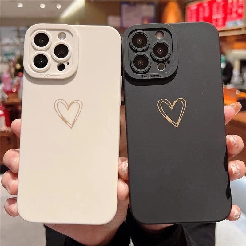Colorful Love Heart Phone Case For iPhone 12 13 Pro Max 14 Pro Candy Color Soft Silicone Back Cover Shockproof Anti-Fingerprint Phone Case Lovely Gift For Women