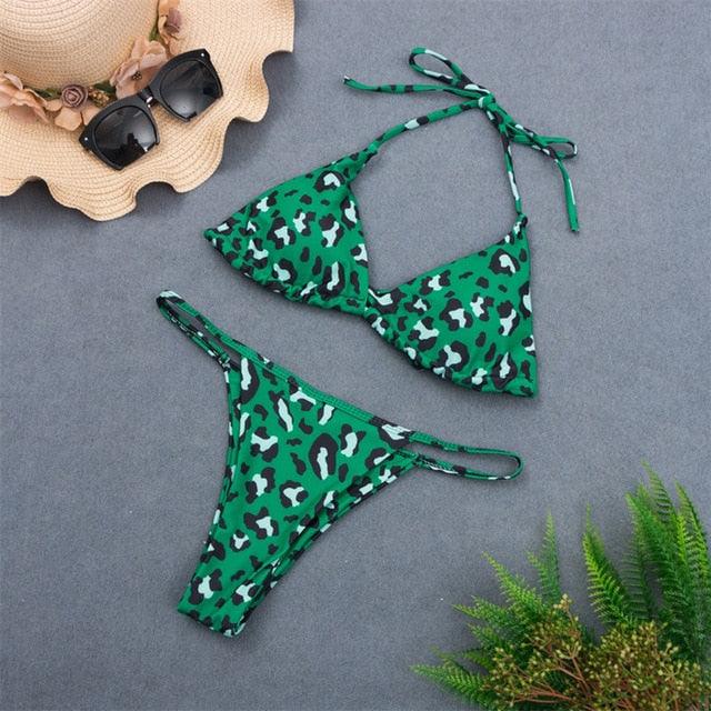 Colors Solid Bikini Set Push Up Swimwear Two Piece Swimsuit Swimwear Halter String Triangle Bikini Sets Women Swimsuit Low Waist Halter Two Pieces Bathing Suit