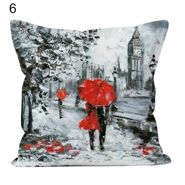 Comfortable Pillowcase Eiffel Tower Romantic Couple Pillowcase Valentine's Day Throw Pillow Covers Couple Romantic Kissing Under Eiffel Tower And Big Ben Decorative Pillow Case Cushion Cover Decorative Pillowcase