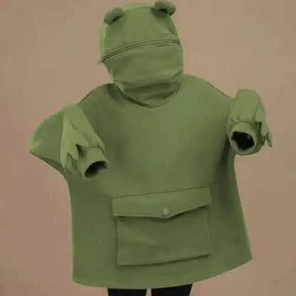 Cool Women Hoodie Perfect Sleeping Frog Pullover Winter Sense Hooded Modern Casual Sweatshirts Cute Funny Style Comfortable Frog Pullover Hoodie For Women
