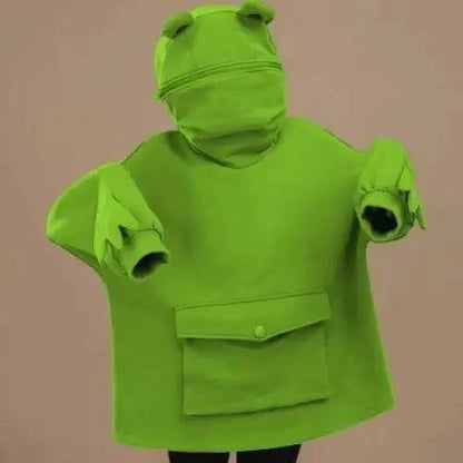 Cool Women Hoodie Perfect Sleeping Frog Pullover Winter Sense Hooded Modern Casual Sweatshirts Cute Funny Style Comfortable Frog Pullover Hoodie For Women