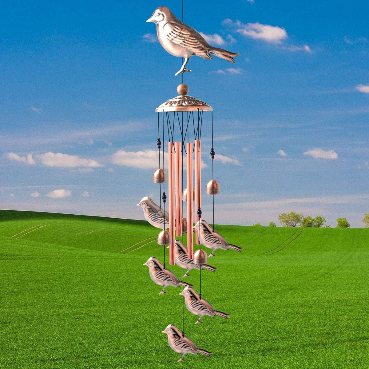 Copper Wind Chimes Outdoor Classic Wind Chimes Memorial Wind Chime Gifts for Grand Mother Garden Yard Decor Gift