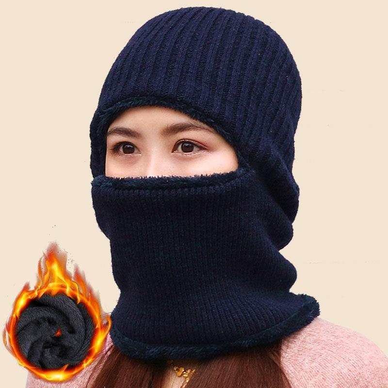 Coral Fleece Winter hat Beanies Hat Scarf Warm Breathable Wool Knitted Hat For women Double Layers Protection Cap Mask Scarf Hat Set Outdoor Sport Warm Beanies Hat For Men Knitted Hats Bandana Hiking Camping Kid Neck Warmer Cap