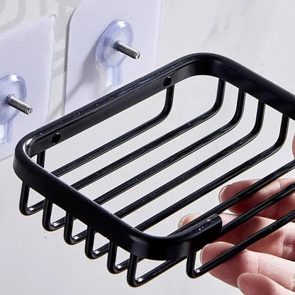 Creative Drill Free Soap Dish Holder Wall Mounted Storage Rack Toilet Soap Box Sponge Dish Bathroom Accessories Soap Dish Holder with Loofah Bath Sponge Towel Razor Holder for Bathroom Shower Kitchen Adhesive Wall Mounted No Drilling