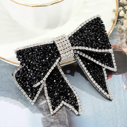 Crystal Big Bow Hair Clips For Women Girls Hair Accessories Rhinestone Hairpins Plastic Hairgirps Retro Barrette Headwear Gorgeous Hair Accessories For Women