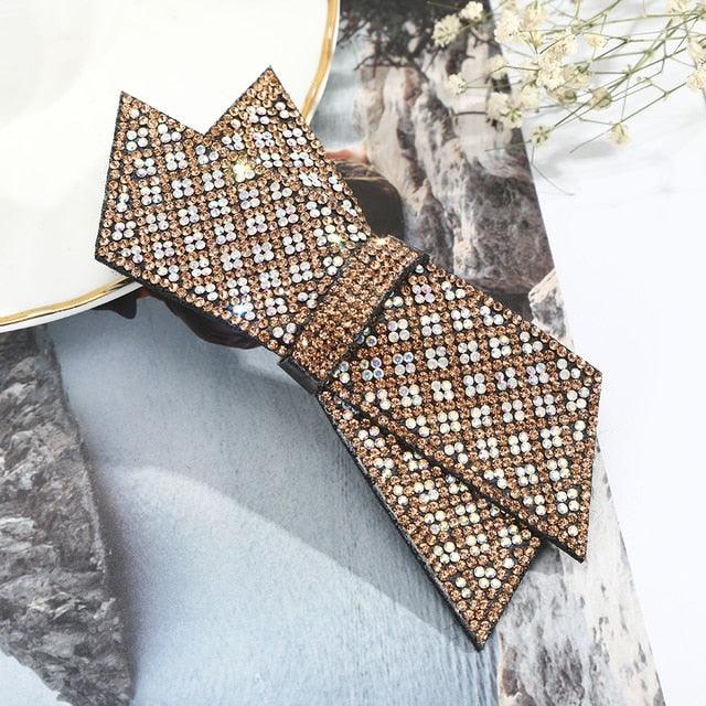 Crystal Big Bow Hair Clips For Women Girls Hair Accessories Rhinestone Hairpins Plastic Hairgirps Retro Barrette Headwear Gorgeous Hair Accessories For Women