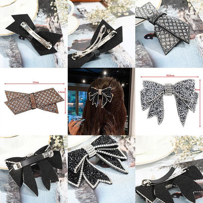 Crystal Big Bow Hair Clips For Women Girls Hair Accessories Rhinestone Hairpins Plastic Hairgirps Retro Barrette Headwear Gorgeous Hair Accessories For Women