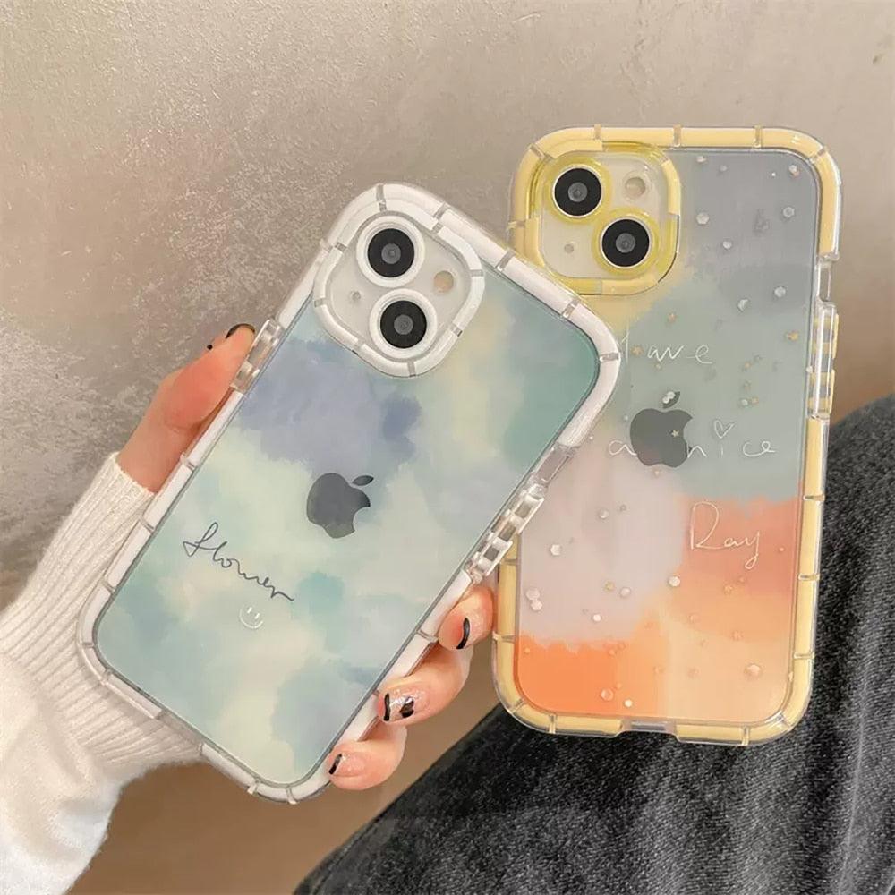 Cute Love Heart Soft Shockproof Bumper Transparent Phone Case For iPhone 12 13 Pro Max Silicone Back Cover Case  Cute Side Small Pattern for Women Girls Soft Silicone Shockproof Protective Cover