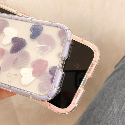 Cute Love Heart Soft Shockproof Bumper Transparent Phone Case For iPhone 12 13 Pro Max Silicone Back Cover Case  Cute Side Small Pattern for Women Girls Soft Silicone Shockproof Protective Cover