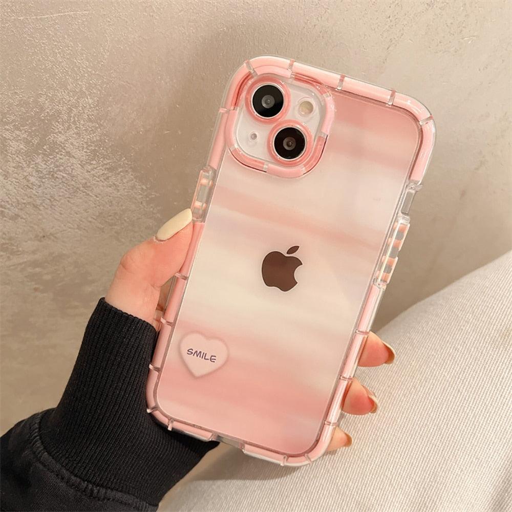 Cute Love Heart Soft Shockproof Bumper Transparent Phone Case For iPhone 12 13 Pro Max Silicone Back Cover Case  Cute Side Small Pattern for Women Girls Soft Silicone Shockproof Protective Cover