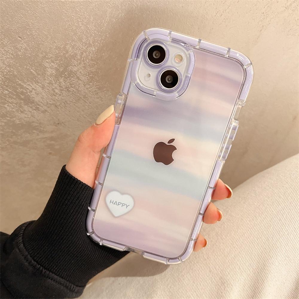 Cute Love Heart Soft Shockproof Bumper Transparent Phone Case For iPhone 12 13 Pro Max Silicone Back Cover Case  Cute Side Small Pattern for Women Girls Soft Silicone Shockproof Protective Cover
