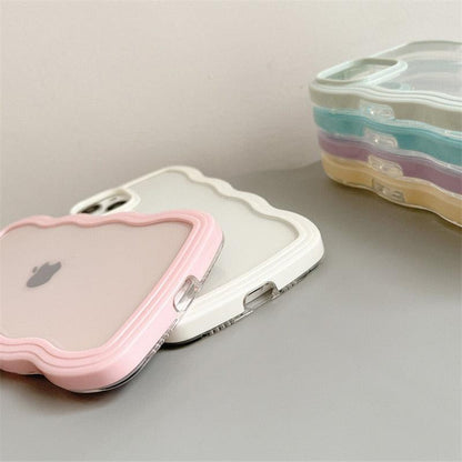 Cute Transparent Curly Wave Phone Case For iPhone 14Pro 13 12 11 Pro Max X XR XS Max Candy Color Shockproof Clear Hard  Cover Shockproof Popular Wavy Stylish Phone Case