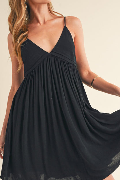 Ruched Plunge Mini Cami Dress For Women – Sexy Plunging Neckline, Sculpted Fit, Trendy and Flattering Design for Special Occasions