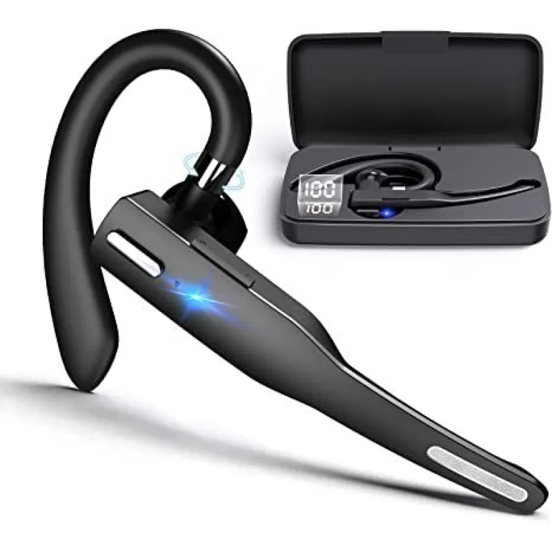 Comfortable Bluetooth Earpiece Wireless Earphone Bluetooth 5.0 Handsfree Earpiece Noise Cancelling HiFi Headset With Dual HD Mic For All Smart Phones Ear Wireless Bluetooth Sport Lightweight Headphones With Case Standby Time For Business Workout Driving