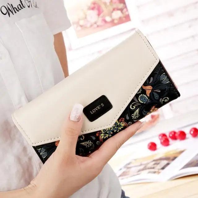 Delightful Small Floral PU Leather Money Purse For Women And Girls Fashion Designer Buckle Wallets for Female
