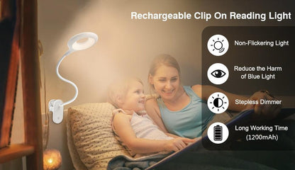 Desk Lamp Touch Clip Study Light Gooseneck Desktop USB Rechargeable Bedroom Lamp Bedside Bedside Desk Clip-on Table Lamp Decorative Table Lamp Cute Study Lamps for Bedroom Décor