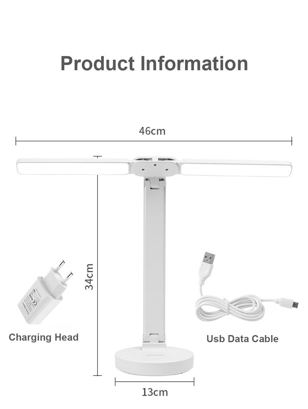 Double Lamp Cap Led Foldable Reading Lamp For Children's Mobile Phone Bracket Desk Study Light Free Shipping Bedroom Table Lamps Decorative Table Lamp Cute Study Lamps for Bedroom Décor