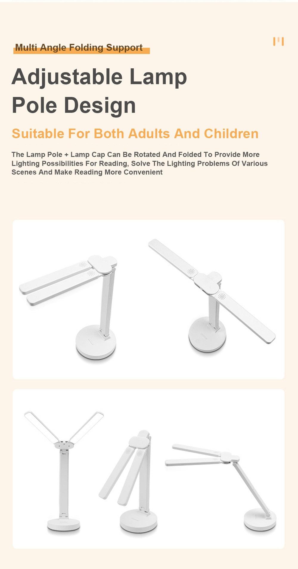 Double Lamp Cap Led Foldable Reading Lamp For Children's Mobile Phone Bracket Desk Study Light Free Shipping Bedroom Table Lamps Decorative Table Lamp Cute Study Lamps for Bedroom Décor
