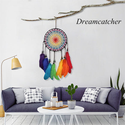 Dream Catcher Handmade Ornaments Wall Decor Handmade Jewelry Wind Chimes Rainbow Feather Dream Catchers For Gifts Wedding Home Decorations Photography As Prop